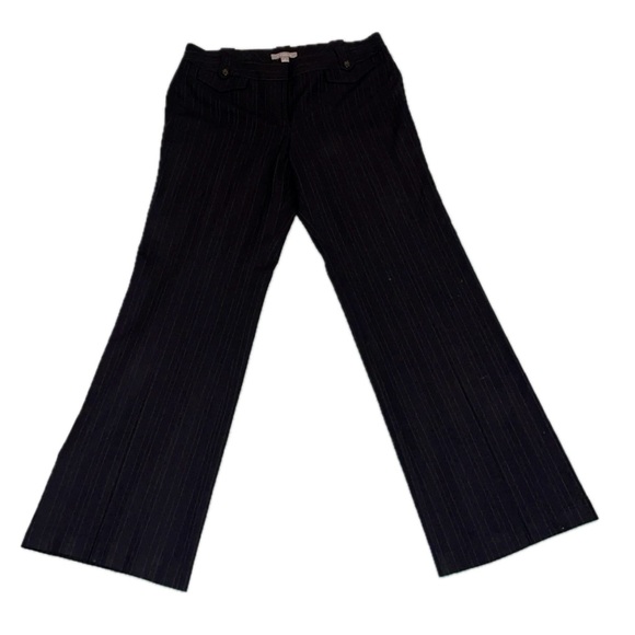 Ann Taylor Black White Pinstriped Wide Leg Dress Slacks  8 - Picture 2 of 8